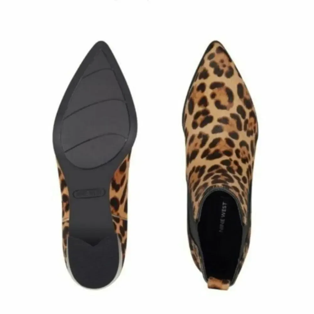 NEW Nine West Women's Honor Ankle Boot 6.5 Leopard Print Calf Hair Quiet Luxury - Picture 3 of 5